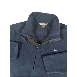 Vintage Y2K Nike‎ Navy Blue 1/2 Zip Fleece Pullover Men's Sz XL Embroidered